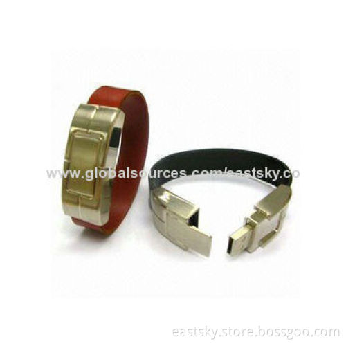 Leather Wristband USB Flash Drive, No Driver Needed, Over Ten Years of Data Retention